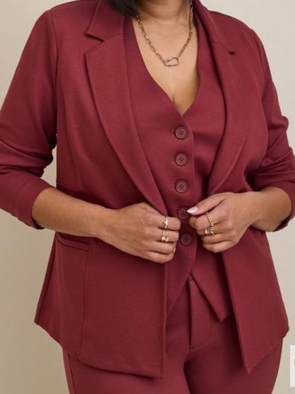 NWT Torrid Studio Ponte Tailored Fit Blazer Red Size 00 Large